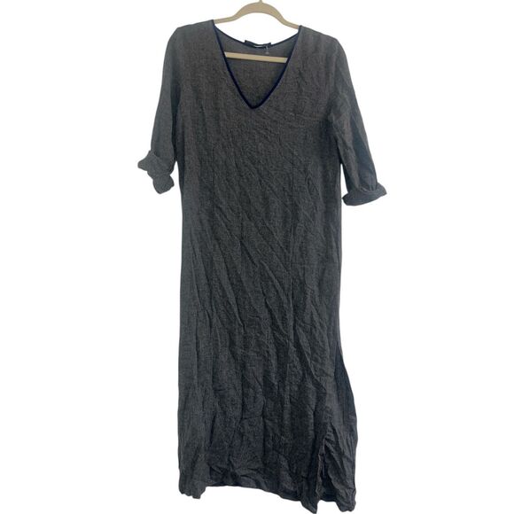 ✨Zara Trafaluc Grey 3/4 Sleeves V-Neck Maxi Wool Sz Medium Dress✨ - Picture 2 of 6